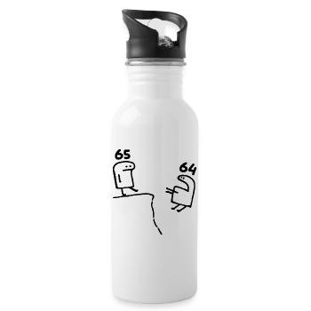 65 Years - 65th Birthday Fun 65 Year Gift - Water bottle with straw - white - Right