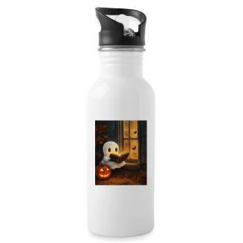 Cadeau d’Halloween Femmes Hommes Enfants Décoration - Gourde avec paille intégrée - blanc - Droite