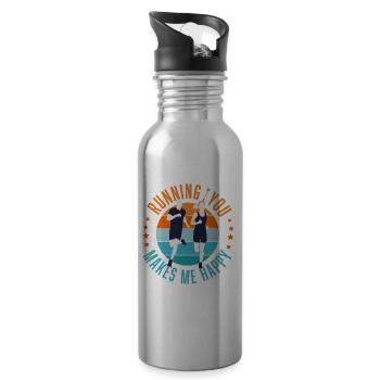 Running with you - Trinkflasche mit integriertem Trinkhalm - Lightsilver - Rechts
