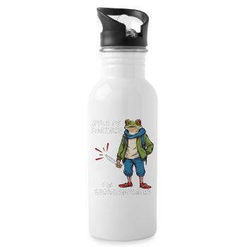 Hold On Partner I'm Overstimulated - Trinkflasche mit integriertem Trinkhalm - Weiß - Rechts