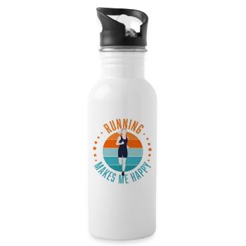 Running Makes Me Happy - Water bottle with straw - white - Right