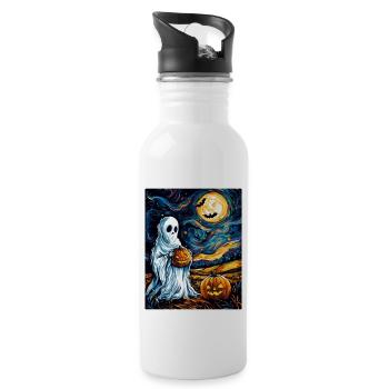 Cadeau d’Halloween Femmes Hommes Enfants Décoration - Gourde avec paille intégrée - blanc - Droite