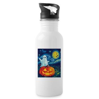 Cadeau d’Halloween Femmes Hommes Enfants Décoration - Gourde avec paille intégrée - blanc - Droite