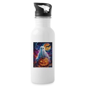 Cadeau d’Halloween Femmes Hommes Enfants Décoration - Gourde avec paille intégrée - blanc - Droite