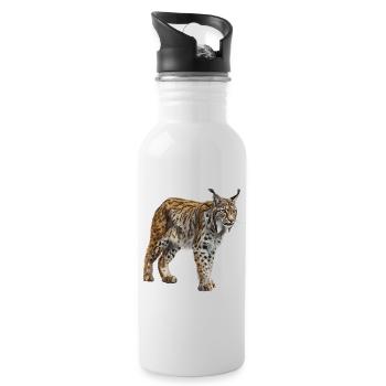 Lynx Luchse Luchs - Gourde avec paille intégrée - blanc - Droite