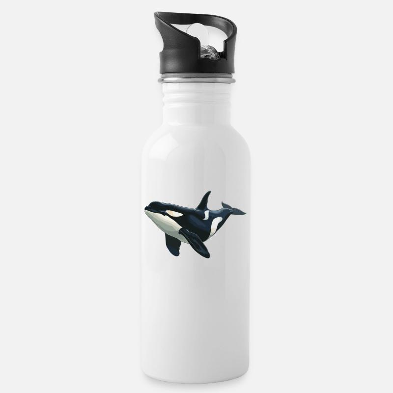 Orcas Orca - Water bottle with straw - white