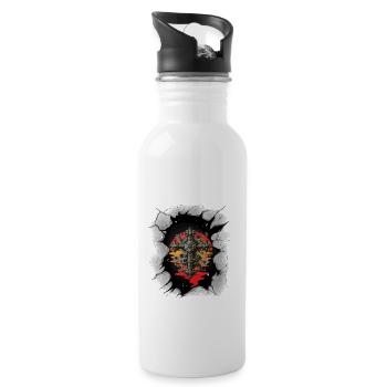 Cross, Crosses, Crucifix, Halloween, Occult, Spiritual - Water bottle with straw - white - Right