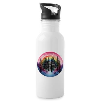 Rainbow Forest Nature Nature Lover Spruce Tree - Water bottle with straw - white - Right