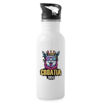 Croatia 2024 Alpaca Party Holiday - Water bottle with straw - white - Right