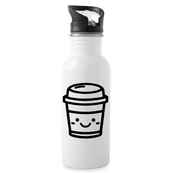 Kaffeebecher - Trinkflasche mit integriertem Trinkhalm - Weiß - Rechts