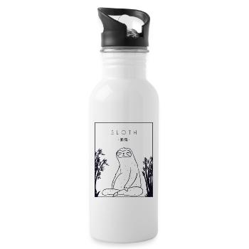 Sloth Chinese Hanzi Brown-Throated Pilosa - Water bottle with straw - white - Right