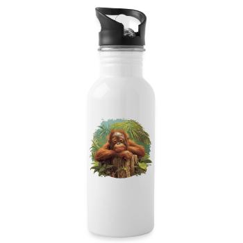 Orangutan Orang-Utans Orang-Utan - Trinkflasche mit integriertem Trinkhalm - Weiß - Rechts