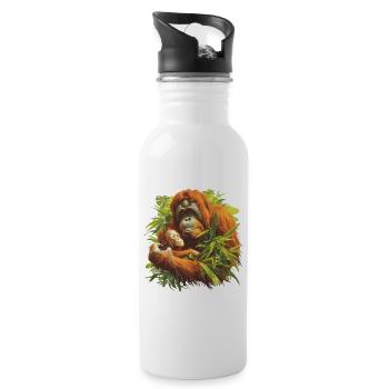 Orangutan Orang-Utans Orang-Utan - Trinkflasche mit integriertem Trinkhalm - Weiß - Rechts