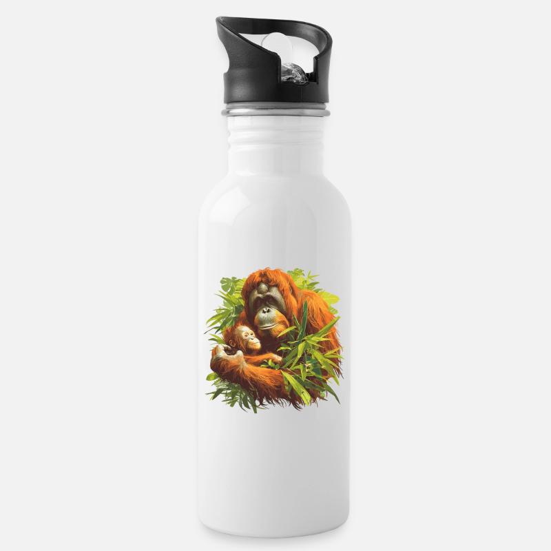 Orang-outan Orangs-outans Orang-outan - Gourde avec paille intégrée - blanc