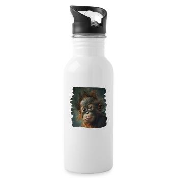 Orangutan Orang-Utans Orang-Utan - Trinkflasche mit integriertem Trinkhalm - Weiß - Rechts