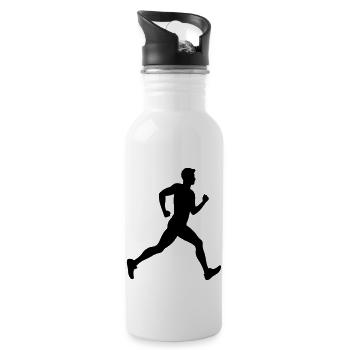 Laufen Marathon Mann Symbol - Trinkflasche mit integriertem Trinkhalm - Weiß - Rechts