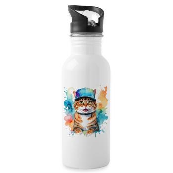 Chat Snapback Cap Coloré Drôle Animal Design Imprimer - Gourde avec paille intégrée - blanc - Droite