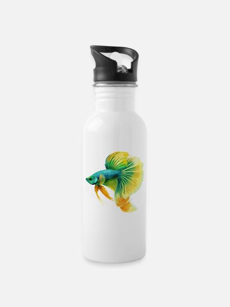 Bettas Betta Fisch Betta - Trinkflasche mit integriertem Trinkhalm - Weiß