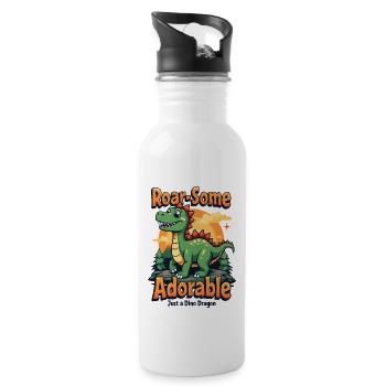 DINO DRACHE - Trinkflasche mit integriertem Trinkhalm - Weiß - Rechts
