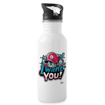 I want you - Water bottle with straw - white - Right