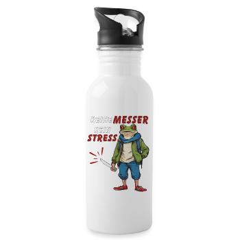 KEINE MESSER KEIN STRESS - Trinkflasche mit integriertem Trinkhalm - Weiß - Rechts