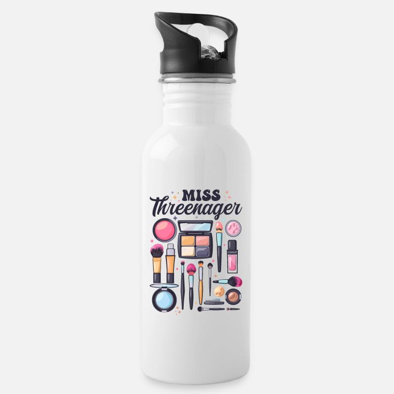 Miss Threenager Spa Makeup 3rd Birthday Family - Gourde avec paille intégrée - blanc