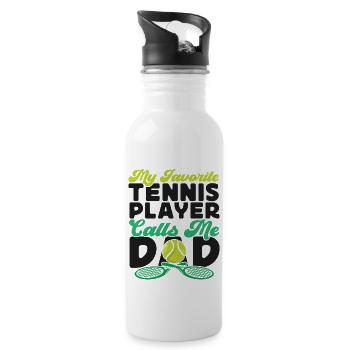 Drôle de joueur de tennis raquette papa - Gourde avec paille intégrée - blanc - Droite