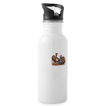 Turkey Truthähne Truthahn - Trinkflasche mit integriertem Trinkhalm - Weiß - Rechts
