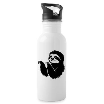 Cool paresseux silhouette portrait visage tête - Gourde avec paille intégrée - blanc - Droite
