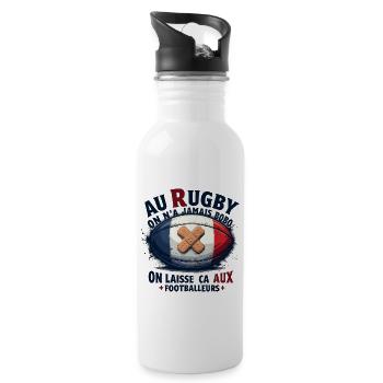 Au Rugby On N'A Jamais BOBO On Laisse ça Aux Foot - Gourde avec paille intégrée - blanc - Droite