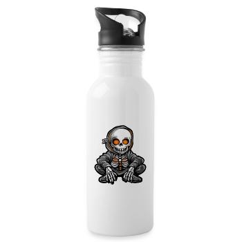 Skeleton Halloween - Water bottle with straw - white - Right