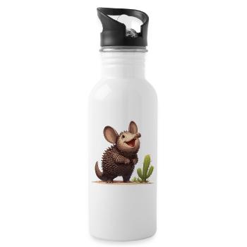 Armadillo Gürteltiere Gürteltier - Trinkflasche mit integriertem Trinkhalm - Weiß - Rechts