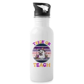 trick or teach cute halloween shirt for teachers - Water bottle with straw - white - Right