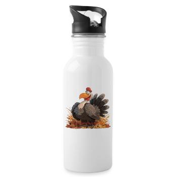 Turkey Truthähne Truthahn - Trinkflasche mit integriertem Trinkhalm - Weiß - Rechts
