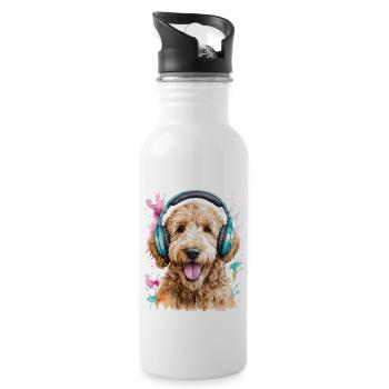 Goldendoodle Casque Chien Animal Design Imprimer - Gourde avec paille intégrée - blanc - Droite