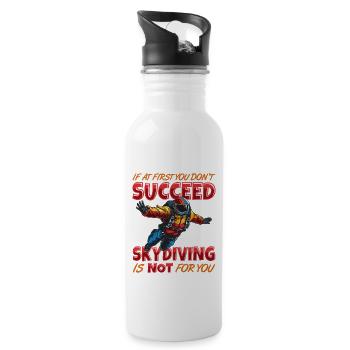 Funny skydiver - Water bottle with straw - white - Right