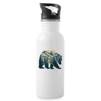 Wildnis im Inneren des Bären Retro Vintage - Trinkflasche mit integriertem Trinkhalm - Weiß - Rechts
