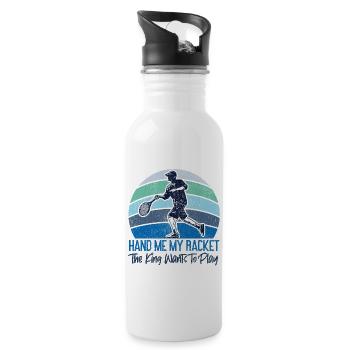 Funny Tennis Player Racket King - Trinkflasche mit integriertem Trinkhalm - Weiß - Rechts