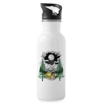 Frog Frogs Hammock Chill Hang Out Nature - Water bottle with straw - white - Right