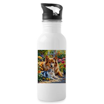 Garden Companions - Cat and Dog Garden Companions - Water bottle with straw - white - Right