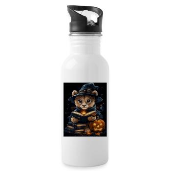 Halloween Cadeau Femmes Lion Hommes Enfants Décoration - Gourde avec paille intégrée - blanc - Droite
