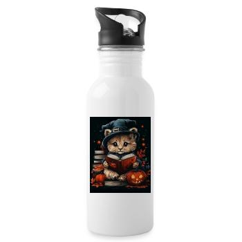 Halloween Cadeau Femmes Lion Hommes Enfants Décoration - Gourde avec paille intégrée - blanc - Droite
