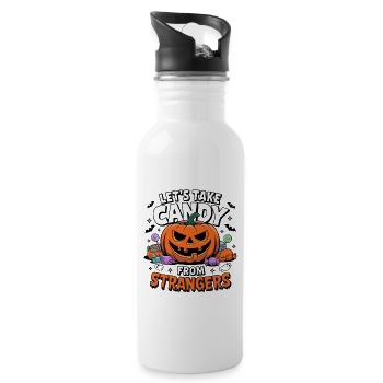 Let's Take Candy From Strangers Funny Halloween - Water bottle with straw - white - Right