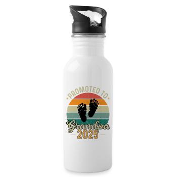 Promoted To Grandpa 2025 - Trinkflasche mit integriertem Trinkhalm - Weiß - Rechts