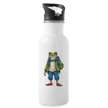 Frog - Water bottle with straw - white - Right