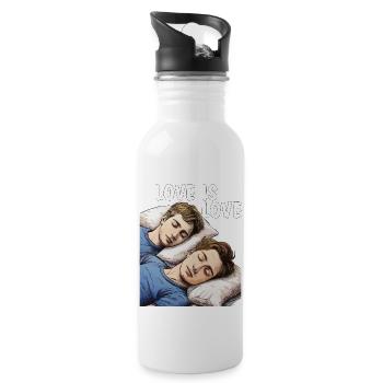 MEN SLEEPING LOVE IS LOVE - Water bottle with straw - white - Right