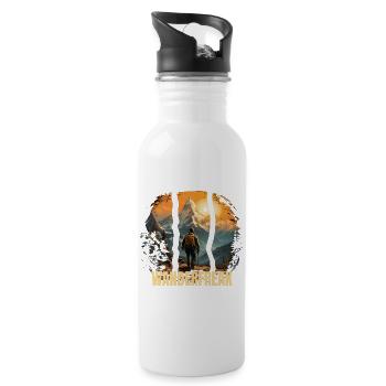 Wanderfreak - Trinkflasche mit integriertem Trinkhalm - Weiß - Rechts
