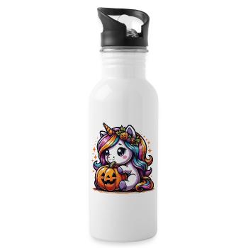 Halloween Unicorn Halloween Pumpkin - Water bottle with straw - white - Right