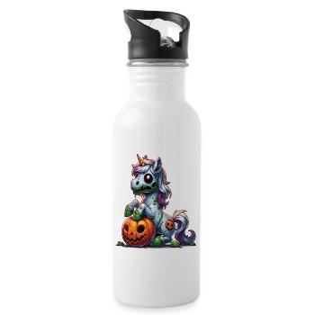 Halloween Unicorn Halloween Pumpkin - Water bottle with straw - white - Right