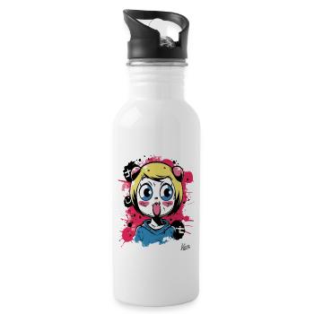 Color Explosion: The Naughty Graffiti Cat Girl - Water bottle with straw - white - Right